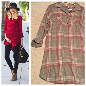 Maternity Plaid Tunic Top